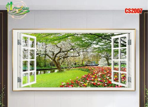 Tranh dán tường cửa sổ 3d