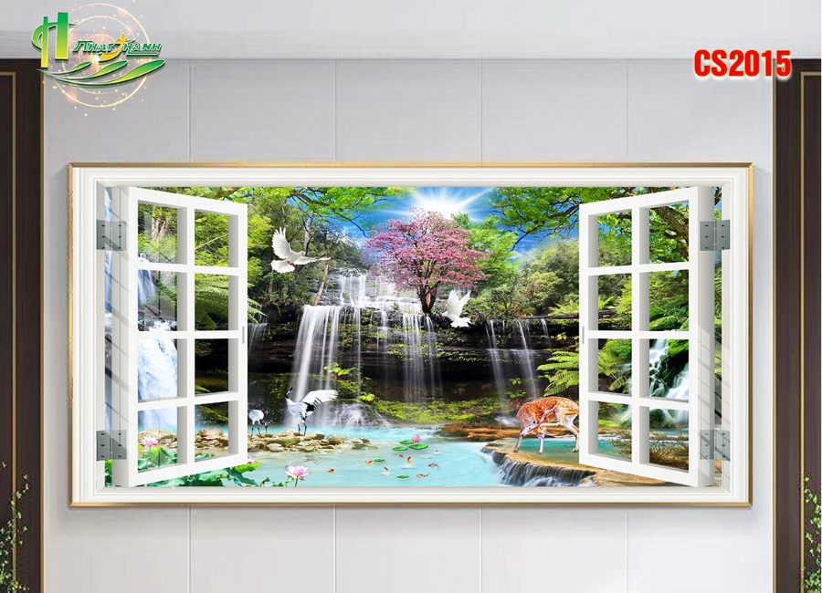 Tranh dán tường cửa sổ 3d