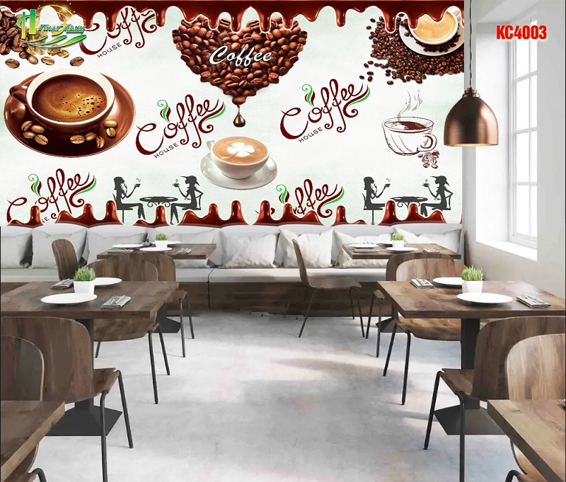 Tranh dán tường quán Cafe