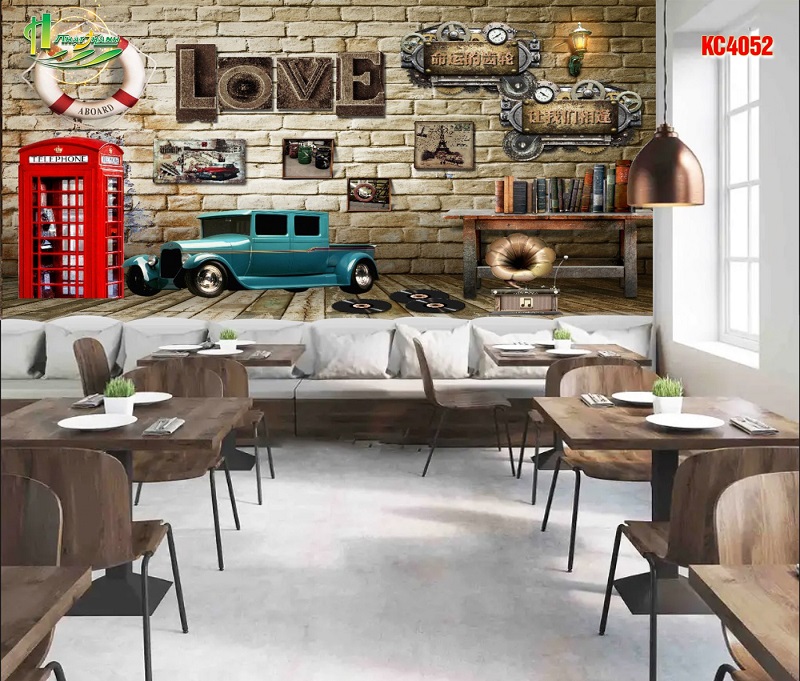 Tranh dán tường quán Cafe