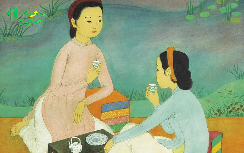 tranh vẽ người phụ nữ Việt Nam mặc áo dài