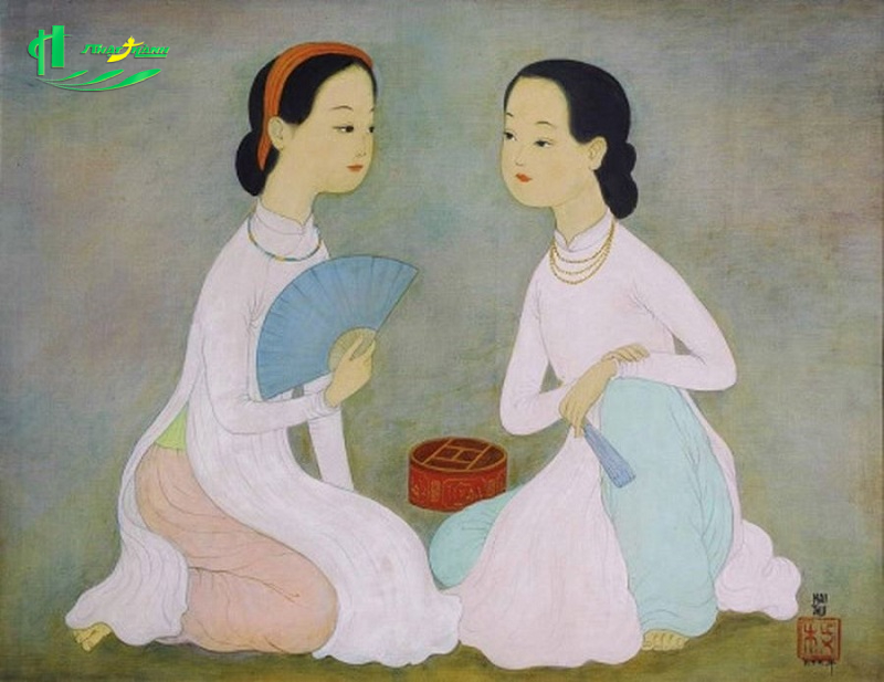 tranh vẽ người phụ nữ Việt Nam mặc áo dài